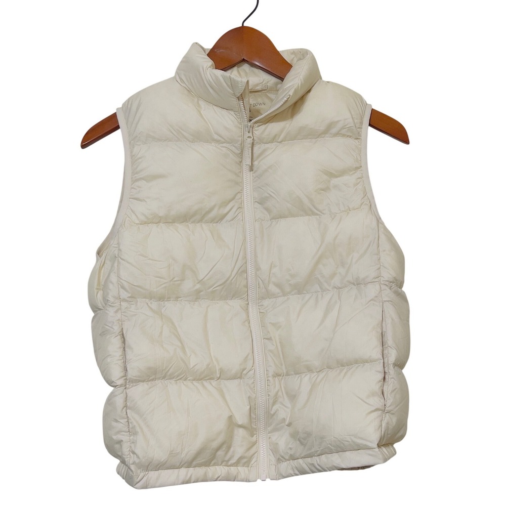 Uniqlo Kids Ultra Light Down Puffer Vest Size 150 Cream Ivory Water Repellent